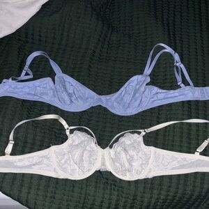 White and Monaco Blue Balconette Aerie Bra’s